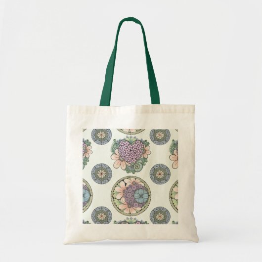 Tote Bag Design de doodart du coeur et des fleurs (Devant)