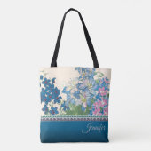 Tote Bag Design de fleurs bleues (Dos)