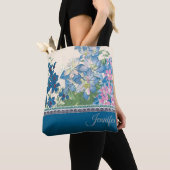 Tote Bag Design de fleurs bleues (De près)