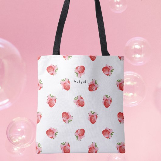 Tote Bag Design de fraise mignon moderne avec monogramme