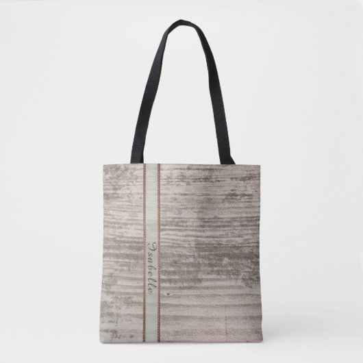 Tote Bag Design de grains de bois zen nom personnalisé rayu (Devant)