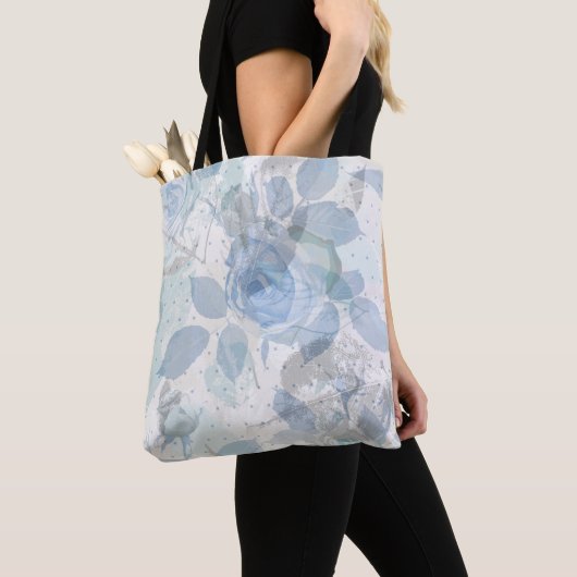Tote Bag Design de grunge Rose bleu (De près)