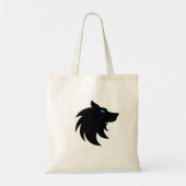 Tote Bag Design de Loup Noir Gras avec yeux Bleus, élégant (Dos)