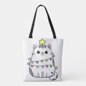 Tote Bag Design de Noël de chat mignon (Dos)