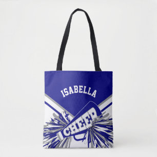 Tote Bag Design de Pom-pom girl bleu, gris et blanc
