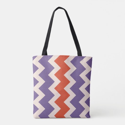 Tote Bag Design de zigzag Chevron en couleurs naturelles (Dos)