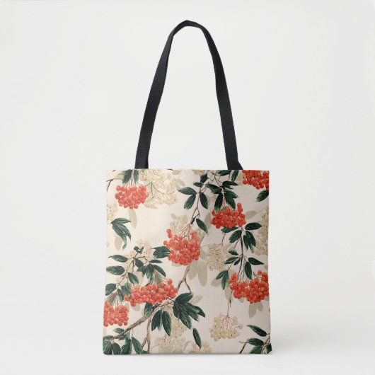 Tote Bag Design décoratif de baies rouges et blanches (Devant)