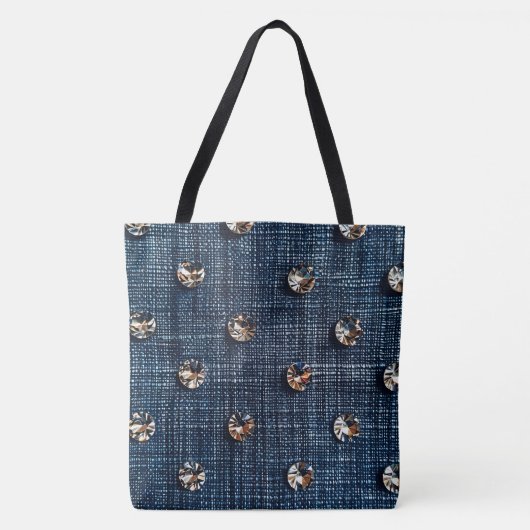 Tote Bag Design Denim et Diamond Large Fourre-tout (Devant)