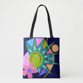 Tote Bag Design d'été moderne et coloré avec texte personna
