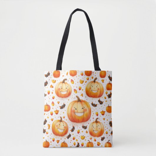 Tote Bag Design d'illustration citrouille d'Halloween (Devant)