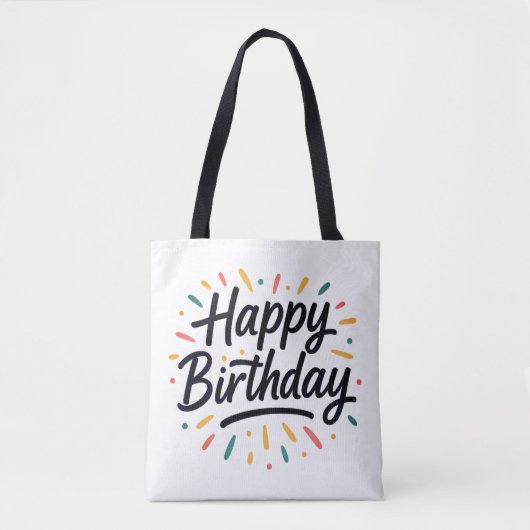 Tote Bag Design élégant de calligraphie d'anniversaire (Devant)
