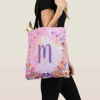 Tote Bag Design élégant de monogramme rose