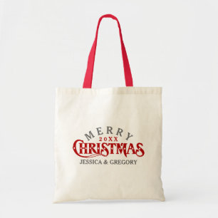 Tote Bag Design élégant de texte de Noël rouge foncé