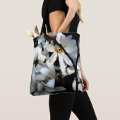 Tote Bag Design élégant fleur magnolia noir blanc (De près)