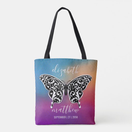 Tote Bag Design élégant papillon avec coucher de soleil Ext (Dos)