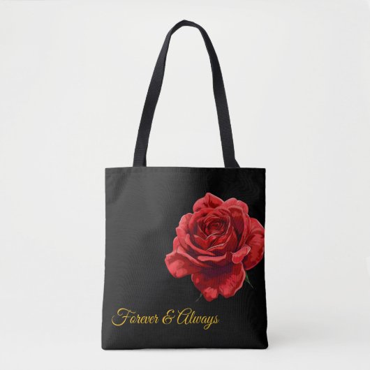 Tote Bag Design élégant Rose rouge - Stylé Floral Custom (Devant)