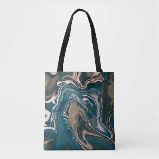 Tote Bag Design en marbre avec rose, bleu et bronze (Devant)