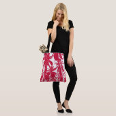 Tote Bag Design Feuille de palmiers rouges et blancs (Sur le modèle)