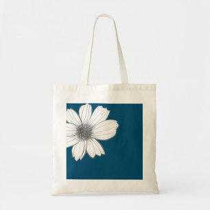 Tote Bag Design floral bleu turquoise