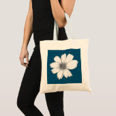 Tote Bag Design floral bleu turquoise (Devant (produit))