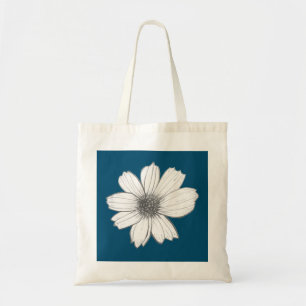 Tote Bag Design floral bleu turquoise