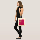 Tote Bag Design Floral doré rose (Devant (modèle))