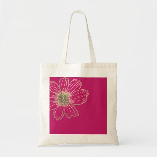 Tote Bag Design Floral doré rose (Devant)