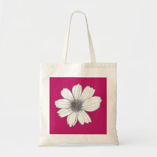 Tote Bag Design floral Fuscia rose (Devant)