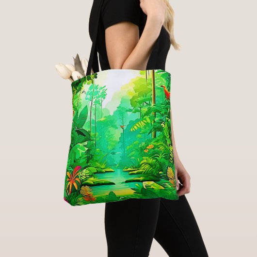 Tote Bag Design forestier exotique (De près)