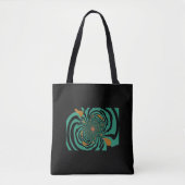 Tote Bag Design fractal noir et sarcelle moderne (Devant)