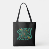 Tote Bag Design fractal noir et sarcelle moderne (Dos)