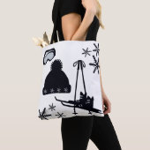Tote Bag Design hiver noir et blanc. (De près)