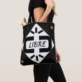 TOTE BAG Design "LIBRE" noir et blanc étoilé (De près)