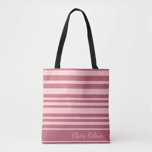 Tote Bag Design moderne à rayures rose mignonne (Devant)