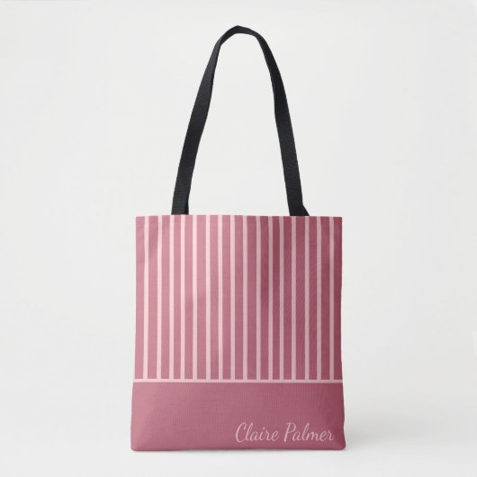 Tote Bag Design moderne à rayures rose mignonne (Devant)