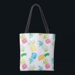 Tote Bag Design moderne d'ananas en aquarelle<br><div class="desc">Ananas colorés et amusants à l'aquarelle modelé sur l'arrière - plan blanc pour une ambiance tropicale moderne</div>