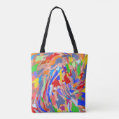 Tote Bag Design moderne Rouge Vert Rose jaune Or (Dos)