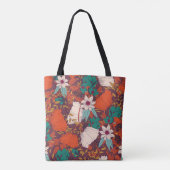 Tote Bag Design motif sans couture avec fleurs dessinées à  (Dos)