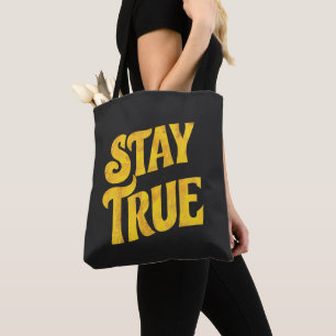 Tote Bag Design Motivant 'Stay True' en Or Texturé