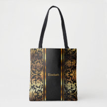 Design or & noir floral Damask