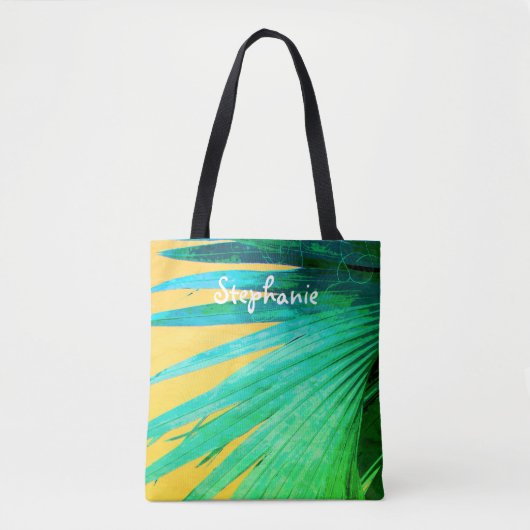 Tote Bag design personnalisé et tropical fourre-tout feuill (Devant)