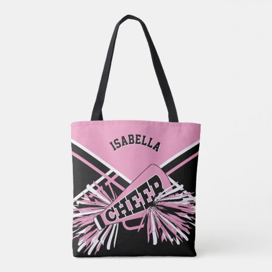 Tote Bag Design Pom-pom girl rose, noir et blanc (Dos)