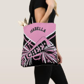 Tote Bag Design Pom-pom girl rose, noir et blanc (De près)