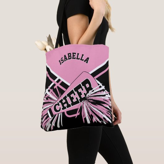 Tote Bag Design Pom-pom girl rose, noir et blanc (De près)