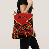 Tote Bag Design Pom-pom girl rouge foncé, noir et or (De près)