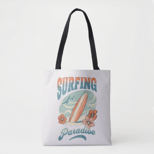 Tote Bag Design rétro du Surfing Paradise (Devant)
