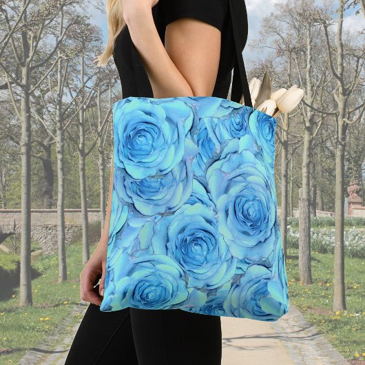 Tote Bag Design rose opulent dans le turquoise