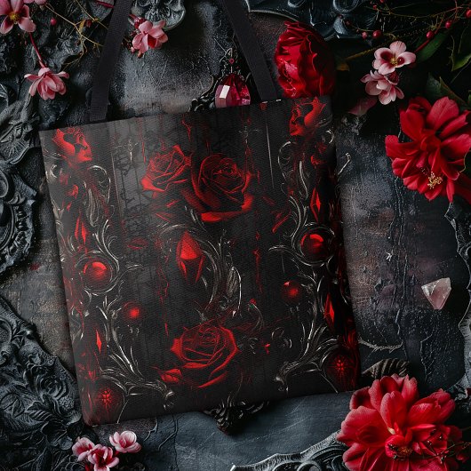 Tote Bag Design Rose rouge et noir
