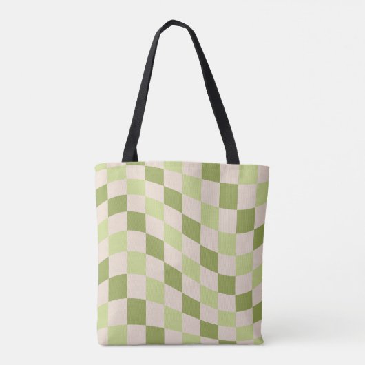 Tote Bag Design tendance Retro Green À damiers Motif (Dos)