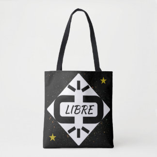 TOTE BAG Design "VRIJ" zwart-wit met sterren